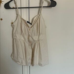 Women's Cream Button-Down Top